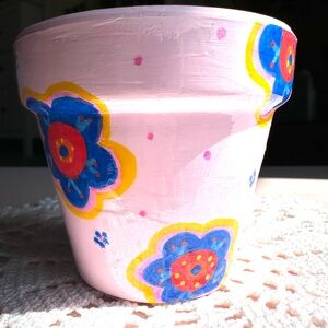 Hand-Painted Terracota Flower Pot
